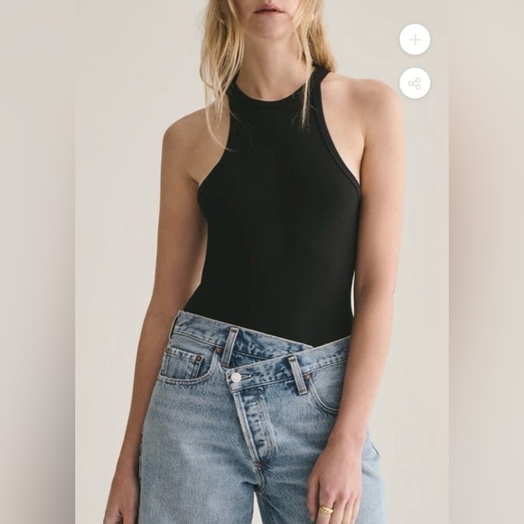 AGOLDE RIANNE HIGH NECK RACERBACK BODYSUIT BLACK SIZE SMALL - Picture 2 of 8